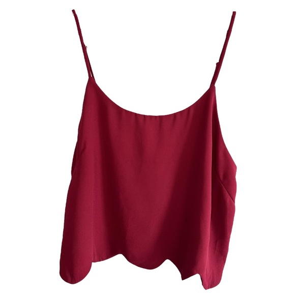 L.A. Hearts scalloped hem crop tank top - maroon size S - Picture 1 of 4